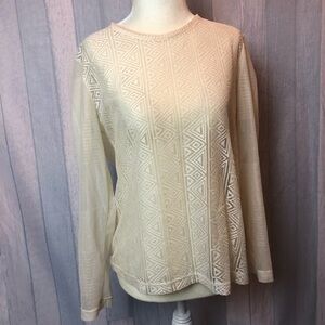 H&M Medium Blouse White Lace Crew Neck Long Sleeve